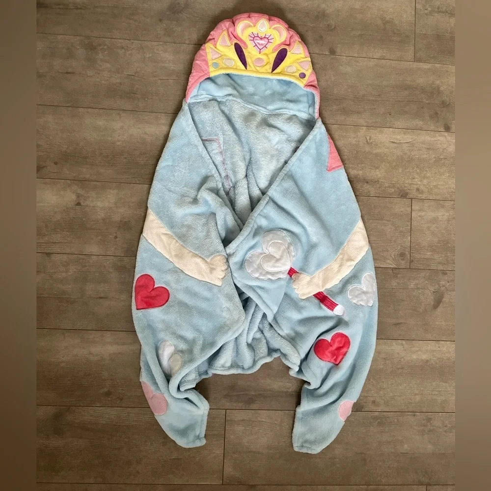 Adorable Kids Princess Hooded Fleece Towel Like New 27” x 52” Bin OO